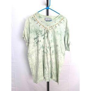 Cover Charge Vintage Women's Short Sleeve Tie-Dye T-Shirt with Embellishments XL